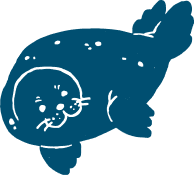 phoque mignon illustré en bleu